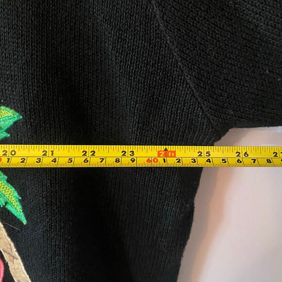 The Quacker Factory Black Knit Flamingo Sequin Tropical Cardigan Sweater 2XL - Picture 8 of 9